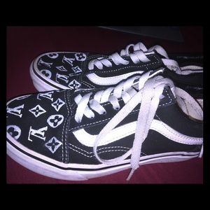 costum vans with louis vitton print